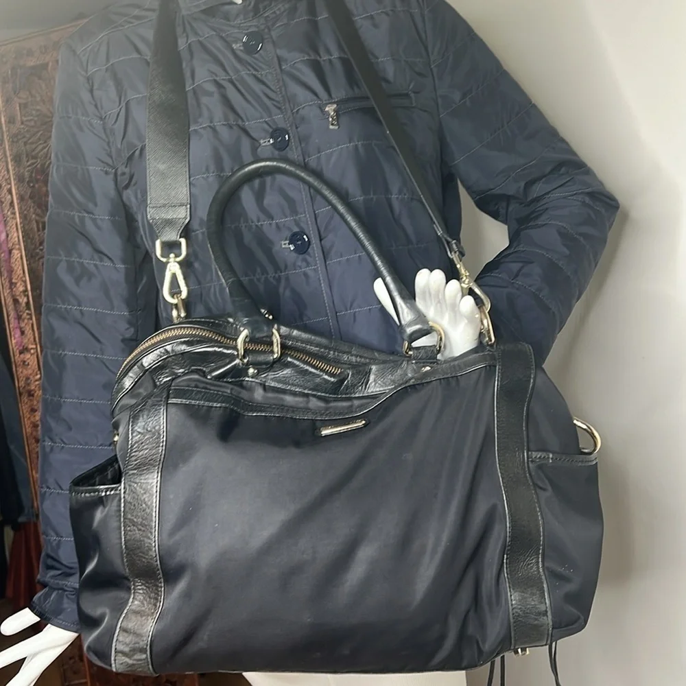 Rebecca Minkoff Knocked Up Diaper Bag Black Nylon & Leather